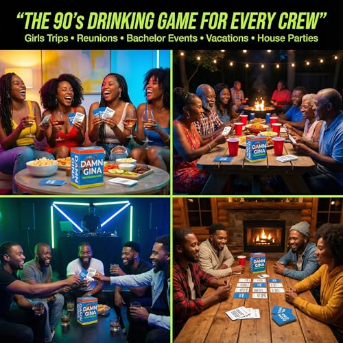 Damn Gina Drinking Game 90s Martin TV Show Trivia Cards Fun Martin Lawrence Party Game with Catchphrases Challenges and Sips Perfect for Game Nights, Family Reunions, Girls Trips and Bachelor Events - color: Drinking