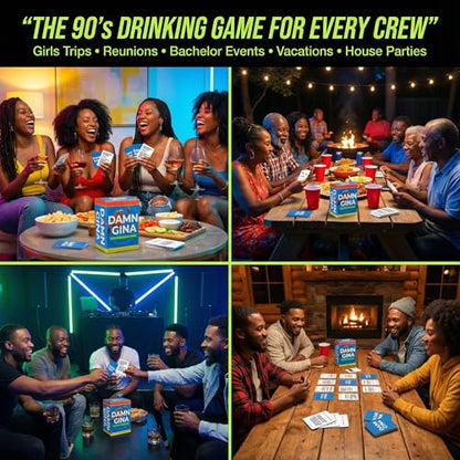 Damn Gina Drinking Game 90s Martin TV Show Trivia Cards Fun Martin Lawrence Party Game with Catchphrases Challenges and Sips Perfect for Game Nights, Family Reunions, Girls Trips and Bachelor Events - color: Drinking