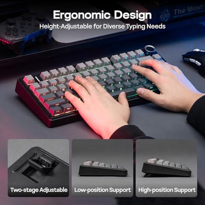 EPOMAKER x Aula F75 Gasket Mechanical Keyboard, 75% Wireless Hot Swappable Gaming Keyboard with Five-Layer Padding&Knob, BT/2.4GHz/USB-C, RGB (Black Gradient, LEOBOG Reaper Switch) - color: Black Gradient, size: LEOBOG Reaper Switch