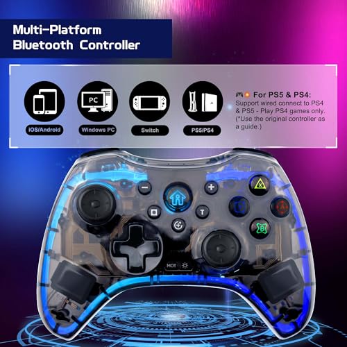 Joso RGB Wireless Mobile Gaming Controller for iPhone, Android, iPad, Tablet, PC, Phone Controller with Phone Clip Supports Cloud Game, COD, Genshin Immpact, Remote Player Gamepad with 2 Back Buttons - color: Black RGB