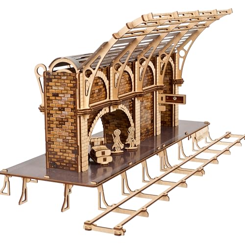 UGEARS Harry Potter Platform 9 ¾ 3D Puzzle - Wooden Model Kits for Adults To Build - Mechanical Wooden Model Kit - Compatible with Ugears Hogwarts Express Train - 3D Wooden Puzzle includes 2 Figurines - style: Platform 9 ¾