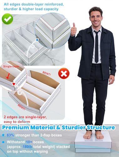 4-PACK 5 Row Trading Card Storage Box for 5000ct TCG / 3000ct Sports Cards | 4-Flap Structure Bulk Card Storage Box, Fit Sleeved / Toploaders / Magnetic Holders, Cardboard Storage Box With Divider