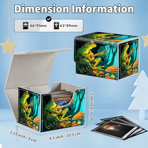 for MTG Commander Deck Box,Card Deck Box for Trading Yugioh MTG,Fits 100 Double Sleeved Cards,PU Leather Strong Magnet Case for Magic Commander TCG CCG,Cute Frog Mushroom - color: Cute Frog Mushroom