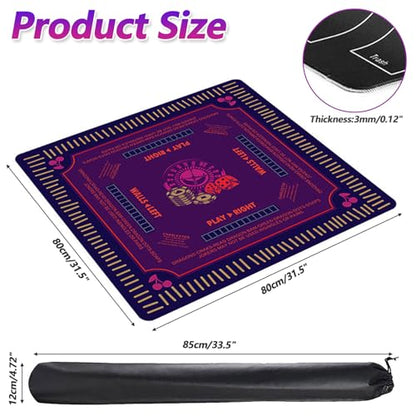 3MM Mahjong Mat 31.5” x 31.5” with Black Carrying Bag,Thickened Waterproof Anti Slip & Noise Reduction Gaming Mahjong for Table, Board Games, Poker,Dominoes and Card Games