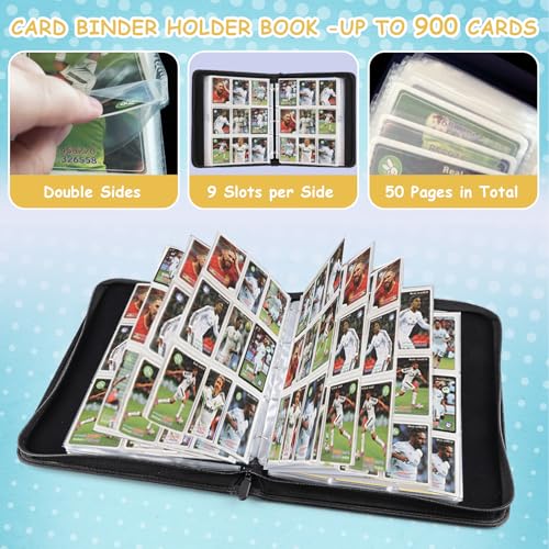 Trading Card Binder, Card Collection Binder Album Folder with 720 Side Loading Pockets, 9 Pocket Trading Card Album Folder for TGC,MTG, Baseball Cards, Yugioh - color: A-blue