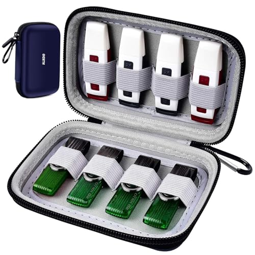 USB Flash Drive Organizer Case – Hard Shell Holder for 8 Thumb Drives & SD/Memory Cards – for SanDisk for Samsung - Storage for Students, Photographers & IT Pros– Travel & Office Use – Bag Only - Blue - color: Blue