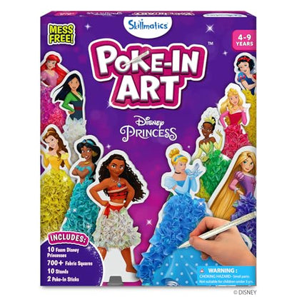 Skillmatics Poke-in Art – Disney Princesses, Mess-Free DIY Wood Craft Kit | Screen-Free Entertainment, Fun Colorful Creative Activity for Kids, Cinderella, Ariel, Gifts for Girls Ages 4, 5, 6, 7, 8, 9 - style: 3. Disney Princess