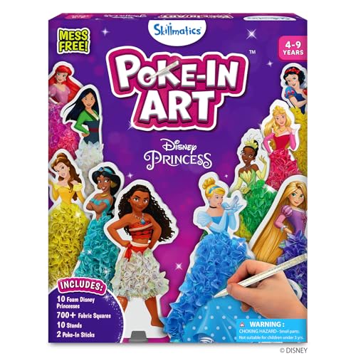 Skillmatics Poke-in Art – Disney Princesses, Mess-Free DIY Wood Craft Kit | Screen-Free Entertainment, Fun Colorful Creative Activity for Kids, Cinderella, Ariel, Gifts for Girls Ages 4, 5, 6, 7, 8, 9 - style: 3. Disney Princess