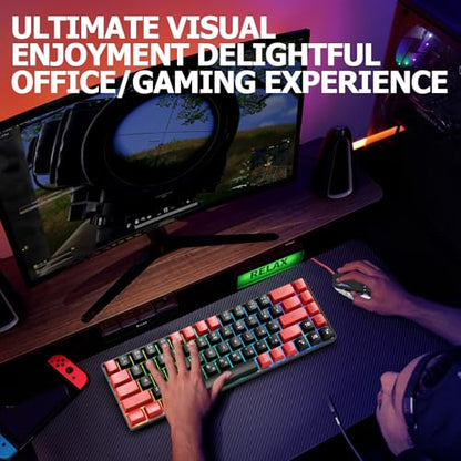 Guiheng Wired 60% Gaming Keyboard and Mouse Combo, Ultra-Compact 61 Keys RGB Backlit Mini Keyboard, Lightweight 3200 DPI Optical, Wired Gaming Set for Windows,PC, MAC PS5 Xbox Gamer(Black and Red) - color: Black and Red combo