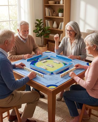 Mahjong Mat for Table, 32.2 Inch Square Mahjong Mats with 2026 Mahjong Card, Quiet Neoprene Noise Reduction Game Mat, Rubber Anti-Slip Base for Board Games, Tile Games & Dominoes Sage Blue - color: Sage Blue