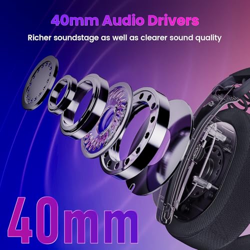 Redragon H888 Wireless Gaming Headset with 7.1 Surround Sound, Tri-Mode Gaming Headphones, 168G Lightweight Design - Detachable Mic - 40MM Driver Soft Memory Foam Padding Gamer Headset for PC, Black