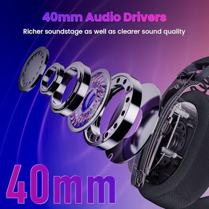 Redragon H888 Wireless Gaming Headset with 7.1 Surround Sound, Tri-Mode Gaming Headphones, 168G Lightweight Design - Detachable Mic - 40MM Driver Soft Memory Foam Padding Gamer Headset for PC, Black