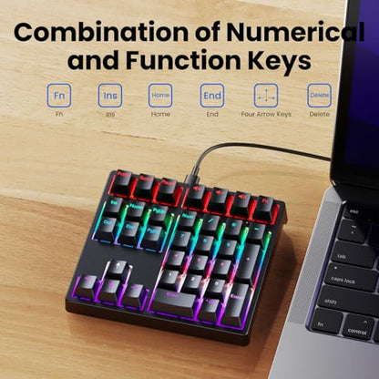 Mechanical Number Pad - Hot Swappable Numpad Wired USB Numeric Keypad with RGB LED Backlit 34 Key Numpad, Mechanical USB Wired Numeric Keypad for Laptop Desktop Computer PC(2-level Tilt, Blue Switch)