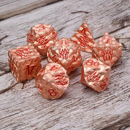 Dragon Scale Metal Dice Set-Dragon Claw,with Gift Metal Box for TTRPG Tabletop Gaming,Dungeon Masters,RPG Adventures(Rose Gold) - color: Rose Gold