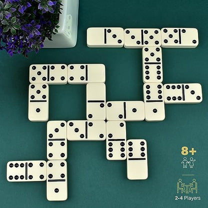 Queensell Jumbo Dominoes Set for Adults and Kids – Domino Set for Classic Board Games – Jumbo Dominoes Double 6 for Travel Games – Dominos Set for Adults 28 Tiles - style: Jumbo