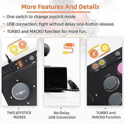 PXN Arcade Fight Stick, Fighting Game Joystick for PS4, PS3, Xbox One, Nintendo Switch and Windows PC - 7.2 ft USB Cable