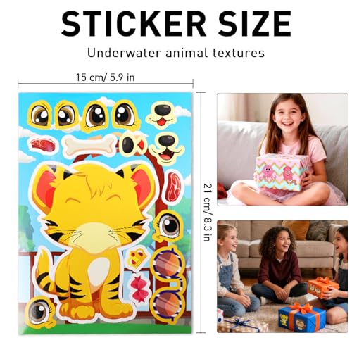 32 Sheets Forest Animal Handmade Stickers, Mixed & Matched with 16 Designed Characters Stickers Books, Your Own Activities Sticker for Kids Boys Girls Holiday Party Favors, Gift Idea