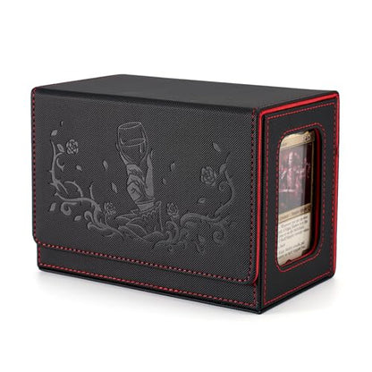 Venssu Vampire Themed MTG Commander Deck Box with Dice Tray (Black&Red) | Holds 200 Single/160 Double-Sleeved Cards, Fit MTG/PTCG/OPTCG Cards, Strong Magnet, With 2 Dividers & 1 Magnetic Card Holder - color: Vampire