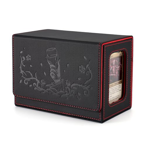 Venssu Vampire Themed MTG Commander Deck Box with Dice Tray (Black&Red) | Holds 200 Single/160 Double-Sleeved Cards, Fit MTG/PTCG/OPTCG Cards, Strong Magnet, With 2 Dividers & 1 Magnetic Card Holder - color: Vampire