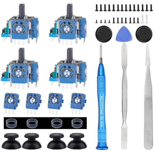 Ikpek 4 Pack Analog 3D Joysticks Replacement for DualSense PS5 Controller, Joysticks Part with Repair Screwdriver Kit for PlayStation 5 Controller - color: Green - 4pcs