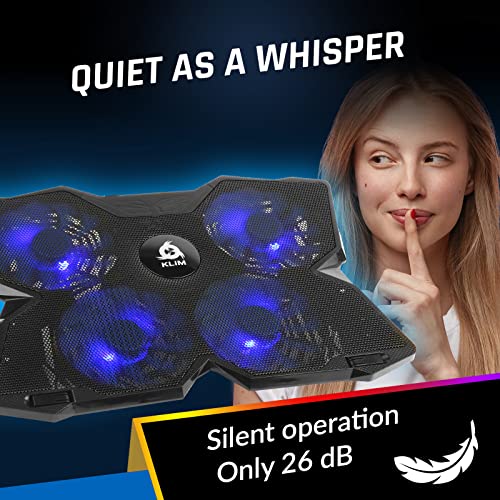 KLIM Wind Laptop Cooling Pad - More Than 500 000 Units Sold - New Version - The Most Powerful Rapid Action Cooling Fan - Laptop Stand with 4 Cooling Fans at 1200 RPM - USB Fan - PS5 PS4 - RGB - color: RGB