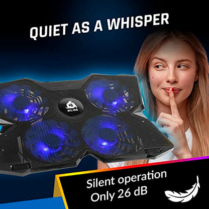 KLIM Wind Laptop Cooling Pad - More Than 500 000 Units Sold - New Version - The Most Powerful Rapid Action Cooling Fan - Laptop Stand with 4 Cooling Fans at 1200 RPM - USB Fan - PS5 PS4 - RGB - color: RGB