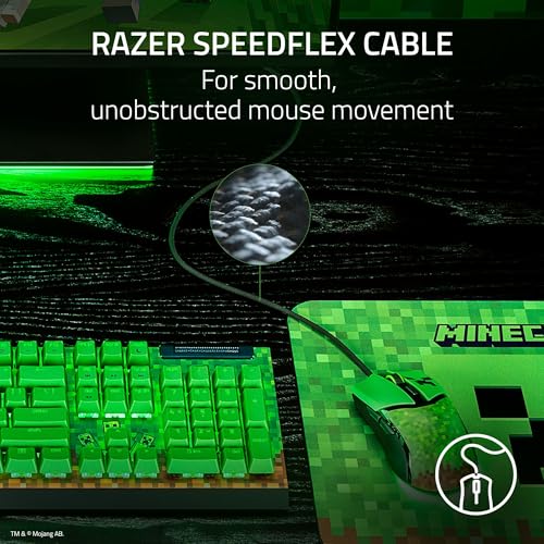 Razer Cobra Wired Gaming Mouse, 58g Lightweight, Minecraft Edition | Gen-3 Optical Switches, Chroma RGB Lighting Underglow, 8500 DPI Optical Sensor, 100% PTFE Mouse Feet, Speedflex Cable - color: Minecraft Edition