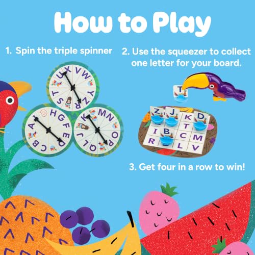 Educational Insights Frida's Fruit Fiesta - ABC Matching Games for Kids Ages 4-8, Alphabet Bingo Game for Kids, Toddler Board Games and Fine Motor Skills Toys, Preschool Letter Learning Alphabet Toys