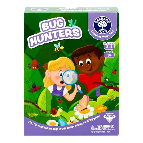 Orchard Toys Bug Hunters Game, Learn Counting and Observational Skills As You Race to Be 1st to Build Your Bug, Designed for 2-4 Players Aged 3+ - style: Bug Hunters