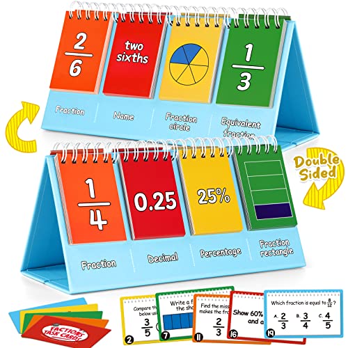 Torlam Fraction Manipulatives for Elementary School, Fraction Circles & Percentage & Decimal Flip Chart, Kids Math Games Math Manipulatives for 1st, 2nd, 3rd, 4th, 5th, 6th Grade Homeschool Supplies