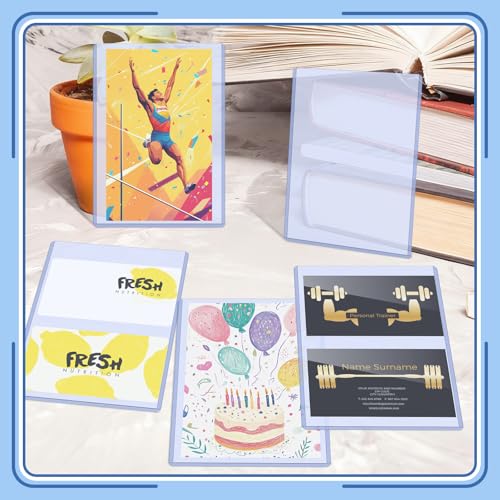 Vmiapxo 50 Pack 4" x 6" Hard Plastic Card Sleeves, Clear Rigid Protectors | Waterproof, Thick Card Holders, Double-sided Display, for Trading Sports Game Cards, Recipe Cards, Photos, Art Prints - size: 4" x 6"