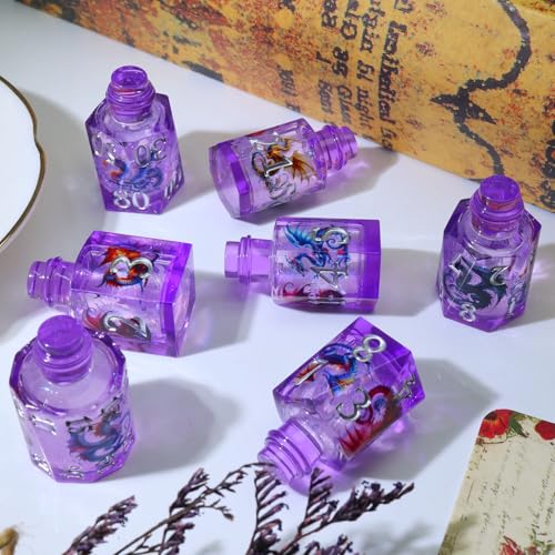 XENOLUX Potion Bottle DND Dice Set, Polyhedral Resin RPG Dice with Dragon Scales & Glitter for Tabletop Games, Unique Magic Potion Shape 7-Piece Set for Dungeons and Dragons - BOT9 - color: Bot9