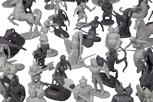 Monster Fantasy Creature Mini Action Figure Playset - 98pcs Toy Miniatures w 14 Unique Designs - Dragons, Wizards, Orcs, & More- XL 1/32 Scale Compatible with Dungeons and Dragons and Other RPG Games