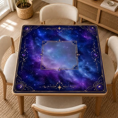 Purple Galaxy Mahjong Mat for Table 31.5 x 31.5 Non Slip Noise Mah Jongg Mats for Dominoes Poker Card Board and Tile Games Gifts - color: Purple Galaxy