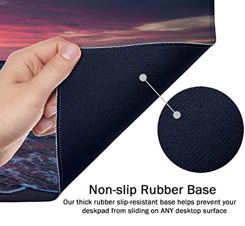 SSOIU Desk Mat, Extended Gaming Mouse Pad (35.5x15.7 in), Large Non-Slip Rubber Base Mousepad with Stitched Edges, Waterproof Keyboard Mouse Mat Desk Pad for Work, Office, Home - Sunset Over The sea - color: Sunset Over the Sea