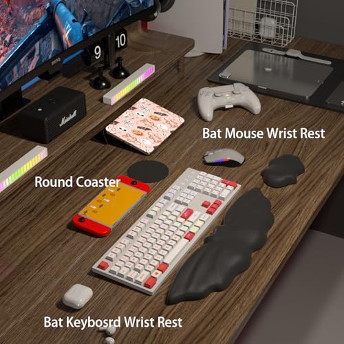 Keyboard Wrist Rest - Soft Leather Halloween Bat Wrist Pad | Mouse Wrist Rest with Non-Slip Base, Wrist Pad for Keyboard,Arm Rest for Desk Computer Laptop Mac Gaming Office Black - color: Black