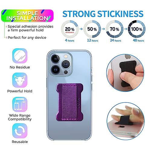 Universal Phone Grip for Smartphones - Phone Holder for Hand for Back of Phone - Wireless Charging Compatible (Black Purple) -2PC - color: Black DarkPurple