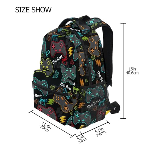 Video Game Backpack Bookbag Gamer Gaming Daypack Travel Hiking Camping School Laptop Bag - color: Multi Pattern 16