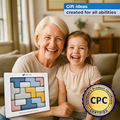 Jispring [100% Soft Silicone] Dementia Activities for Seniors, Tetris Puzzles with 20 Templates, Tile Matching Alzheimers Products for Elderly, Cognitive Memory Games for Adults, Anxiety Relief Gift - style: Tetris