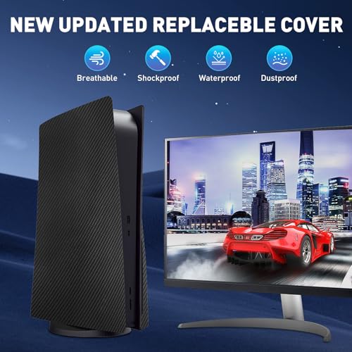 Face Plates Cover Skins Shell Panels for PS5 Disc Edition Console, Accessories for PlayStation 5 Protective Faceplates (Carbon Fiber Black) - color: Carbon Fiber Black