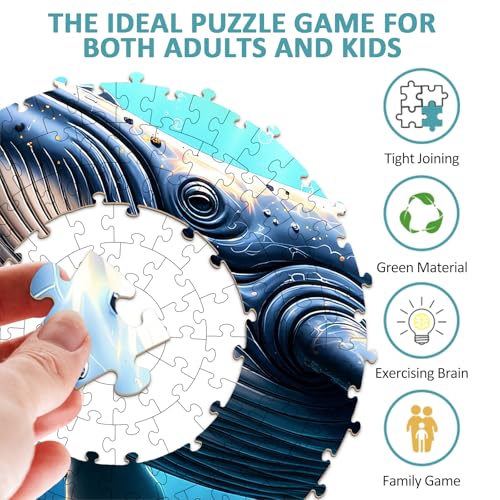 Puzzles for Adults 1000 Pieces, Ocean Blue Whale Jigsaw Puzzles 1000 Pieces for Adults, Circle Puzzles with Letters On Back, Challenging Family Game, 26.5 x 26.5in - color: Ocean Blue Whale