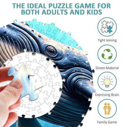 Puzzles for Adults 1000 Pieces, Ocean Blue Whale Jigsaw Puzzles 1000 Pieces for Adults, Circle Puzzles with Letters On Back, Challenging Family Game, 26.5 x 26.5in - color: Ocean Blue Whale