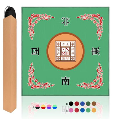 Mahjong Mat, Mahjong Table Mat for Tile Game, 31.5 in x 31.5 in Anti Slip and Noise Reduction Table Cover for Poker Card Board and Dominoes(Green) - color: C-green