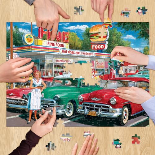 500 Pieces Jigsaw Puzzles, Retro Car and Food Station Jigsaw Puzzles - style: Retro