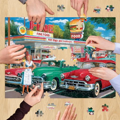 500 Pieces Jigsaw Puzzles, Retro Car and Food Station Jigsaw Puzzles - style: Retro