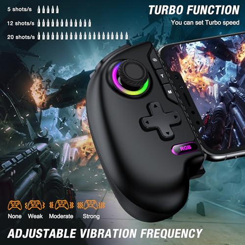 Wireless Mobile Game Controller for iPhone & Android – Hall Effect Joystick & Triggers, Programmable Back Buttons, Phone Case Support, Compatible with Steam Link, Xbox Game Pass, CODM, Roblox, Minecraft & Native Controller Games - color: Black