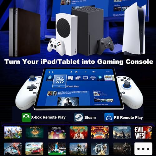 Megadream Mobile Gaming Controller for iPhone/Android/PC - iPad/Tablet (Up to 11in) - Cloud Game - NS-Switch|Swith 2 - Turn Your Phone into a Gaming Console - PS5/Xbox Remote Play Streaming, Call of Duty, Roblox, Turbo, White - color: White