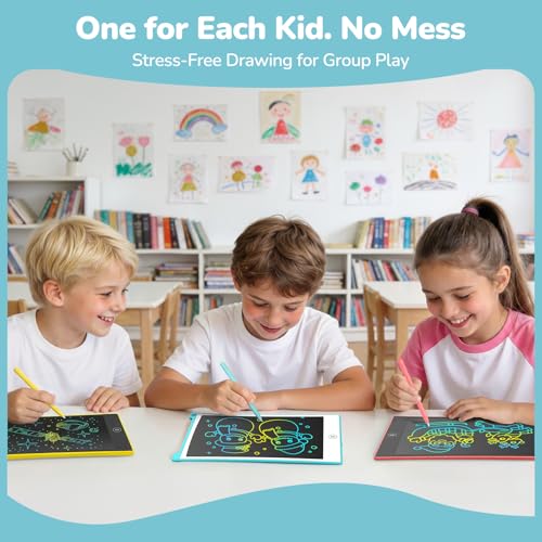 TECJOE LCD Writing Tablet, 8.5 Inch Colorful Drawing Board, Kids Travel Games Activity Learning Toys, Birthday Gifts for 3-8 Year Old Boys Girls Toddlers Preschooler - color: Blue Blue Pink Pink