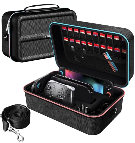 ivoler Carrying Storage All in One Case for Nintendo Switch 2 (2025),Portable Travel All Protective Hard Messenger Bag Soft Lining 20 Games for Switch 2 Console Pro Controller Accessories Black - color: Black, size: 7.9''