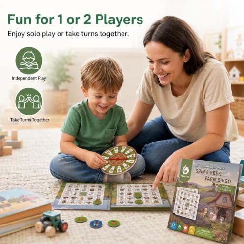Travofun Farm Bingo Game, Magnetic Travel Toy for Kids 3 and Up, Ideal for Road Trips - style: Farm